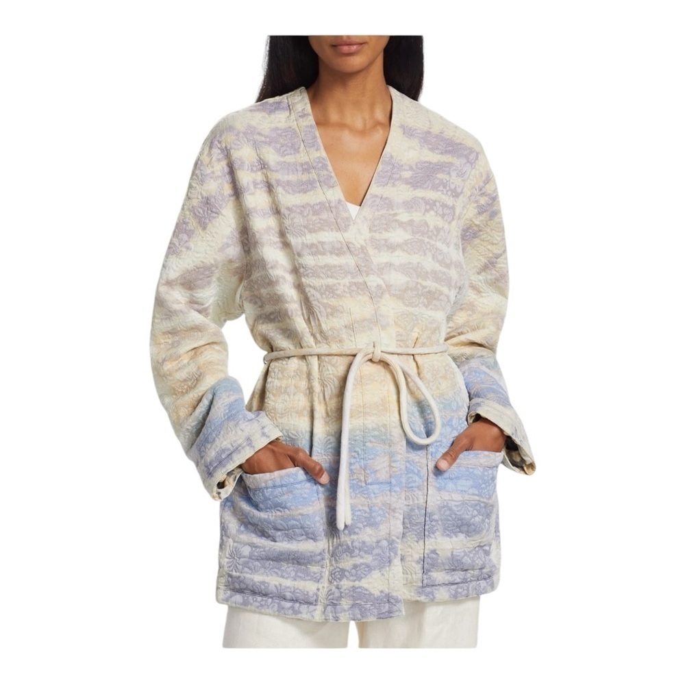 Raquel Allegra Quilted Tie Waist Rainbow Halo Overcoat Jacket Size XS NWT - Picture 6 of 15